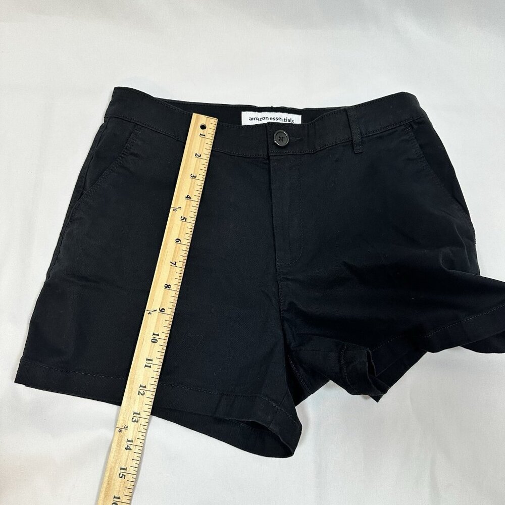Amazon Essentials Women's Black Chino Shorts Size 8 NWOT Pockets Zipped Button - Picture 9 of 10